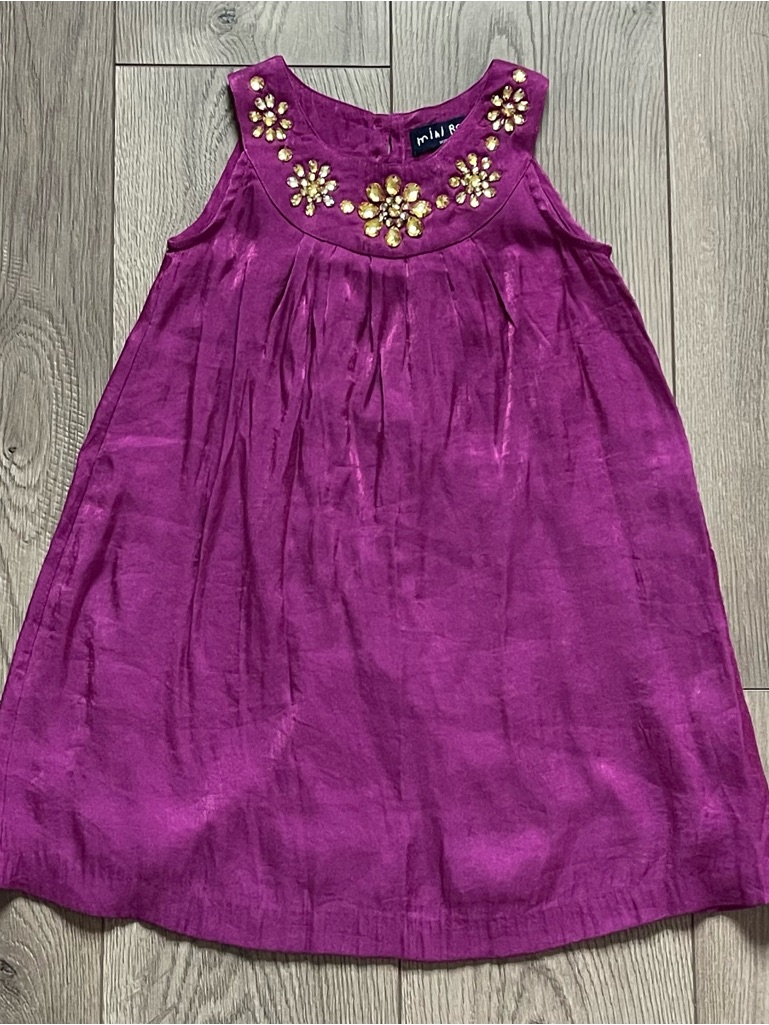 Mini Boden Gold Gem Fuchsia 4-5y Girls Sleeveless Dress